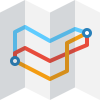 Map with lines connecting to dots